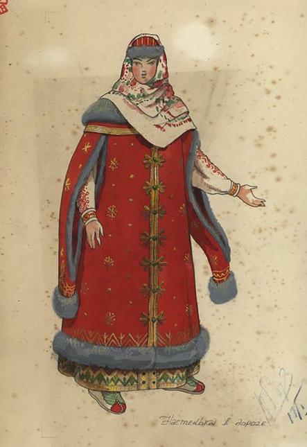 Эскиз костюма Настеньки из фильма «Морозко»