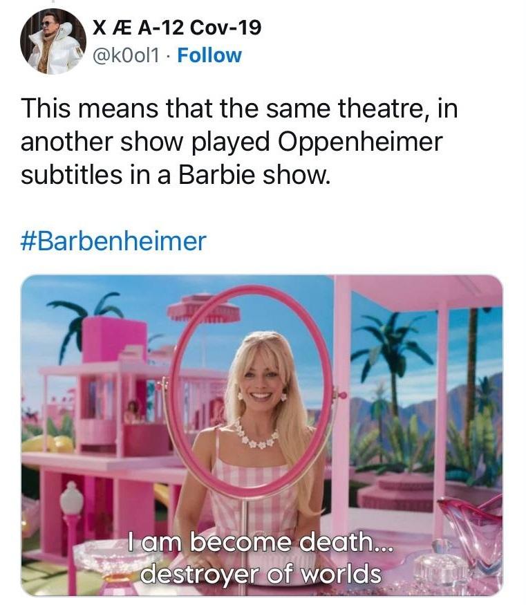 Настоящий «Барбигеймер»: Кинотеатр случайно показал «Оппенгеймера» с субтитрами «Барби»