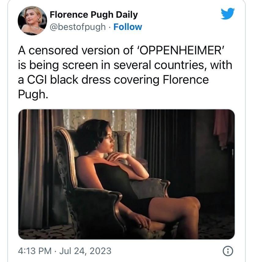 Сцены с голой Флоренс Пью в «Оппенгеймере» подверглись цензуре