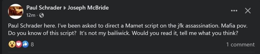Пол Шредер может поставить фильм об убийстве Джона Кеннеди