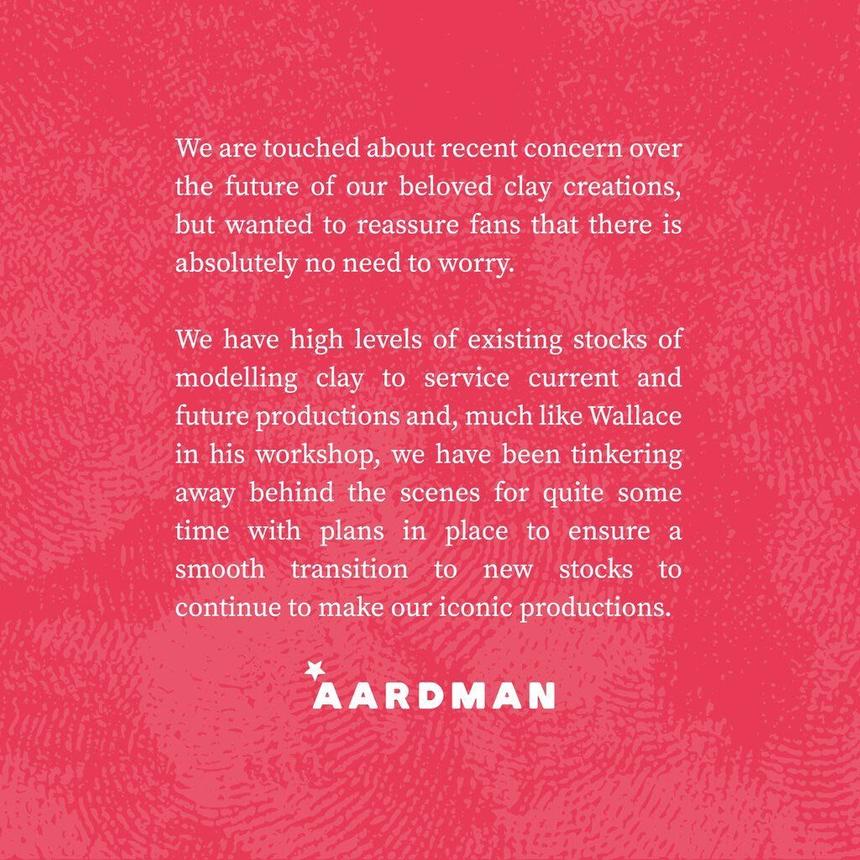Студия Aardman опровергла информацию о нехватке материалов для новых мультфильмов