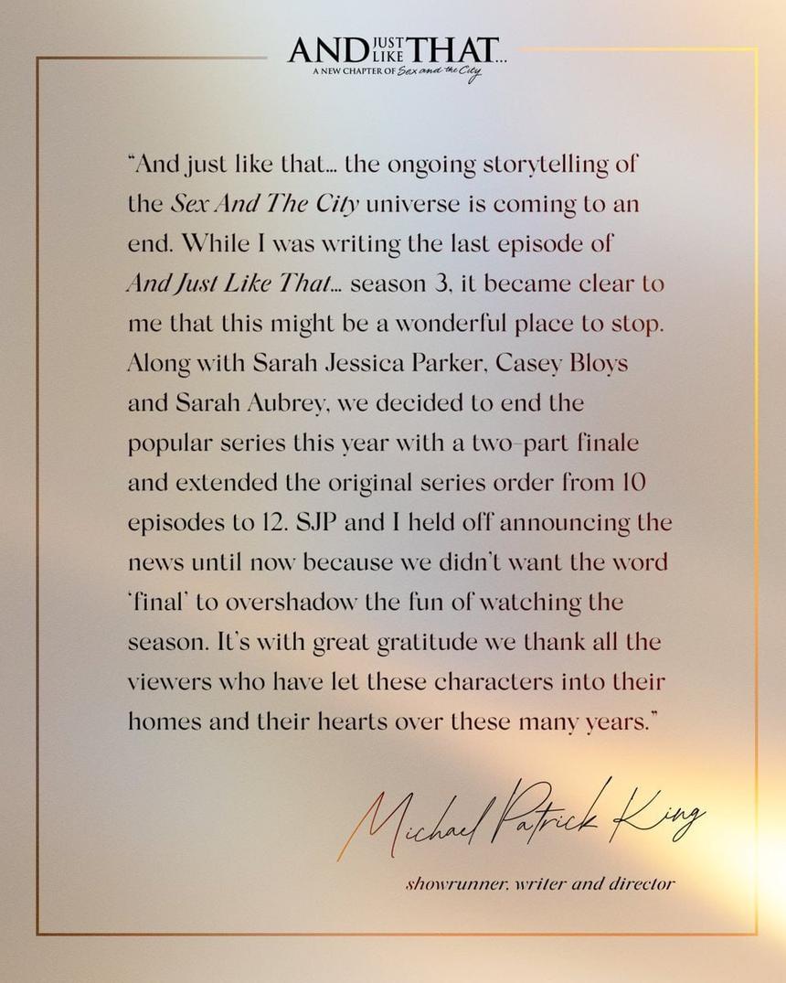 Третий сезон станет для сериала «И просто так» последним