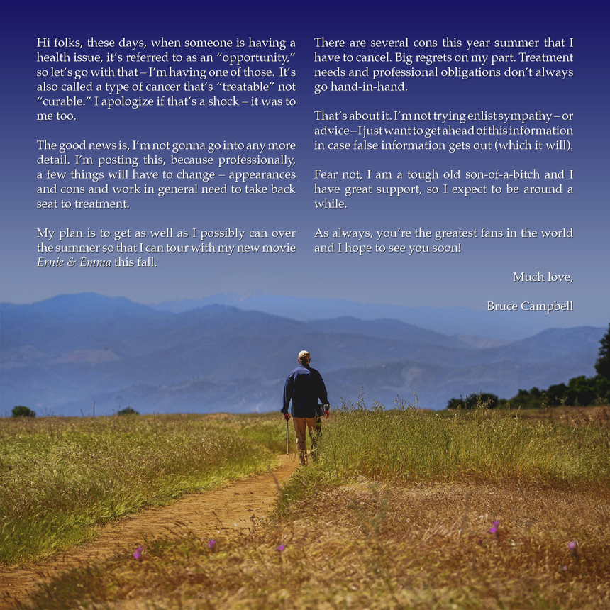 Брюсу Кэмпбеллу диагностировали неизлечимый, но поддающийся лечению рак